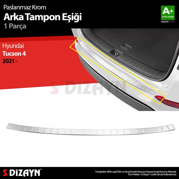 S-Dizayn Hyundai Tucson 4 Krom Arka Tampon Eşiği 2021-2024