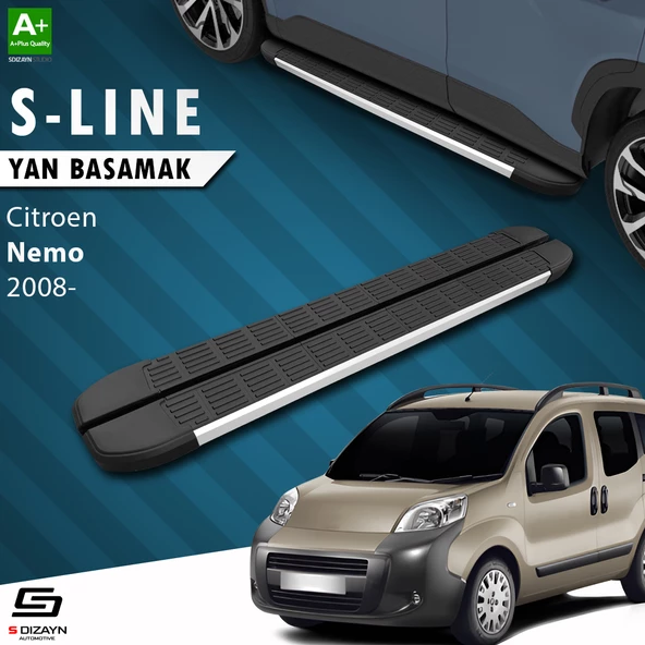 S-Dizayn Citroen Nemo S-Line Aluminyum Yan Basamak 173 Cm 2008-2017 A+ Kalite