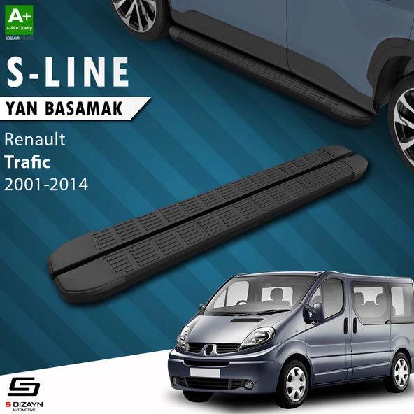 S-Dizayn Renault Trafic 2 Uzun Şase S-Line Siyah Yan Basamak 263 Cm 2001-2014 A+ Kalite