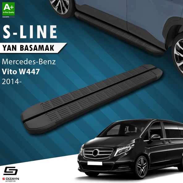 S-Dizayn Vito W447 Kısa Şase S-Line Siyah Yan Basamak 233 Cm 2014 Üzeri A+ Kalite