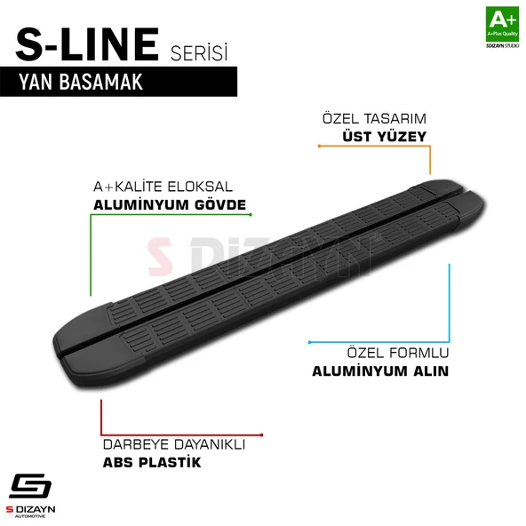 S-Dizayn Renault Captur S-Line Siyah Yan Basamak 173 Cm 2013-2020 A+ Kalite - 7