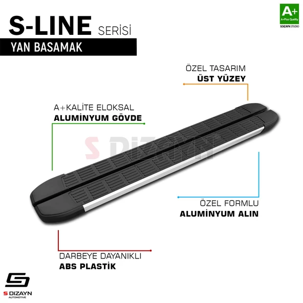 S-Dizayn Mazda BT-50 Pick-Up S-Line Aluminyum Yan Basamak 193 Cm 2006-2012 A+ Kalite - 7