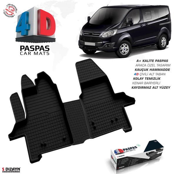 S-Dizayn Ford Tourneo Custom 4D Havuzlu Paspas 2012-2023 A+Kalite