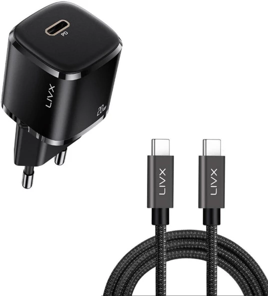 Rapid 20W USB-C Mini PD Hızlı Şarj Cihazı Güç Adaptörü ve 1 metre Hızlı Şarj Ve Data Kablosu L23 - TCT-01