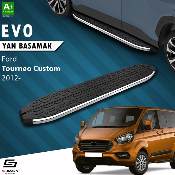 S-Dizayn Ford Tourneo Custom Kısa Şase Evo Krom Yan Basamak 203 Cm 2012-2023 A+ Kalite