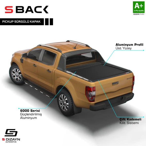 S-Dizayn Ford Ranger 3 Wildtrak S-Back Sürgülü Kapak Siyah V1 2016-2022