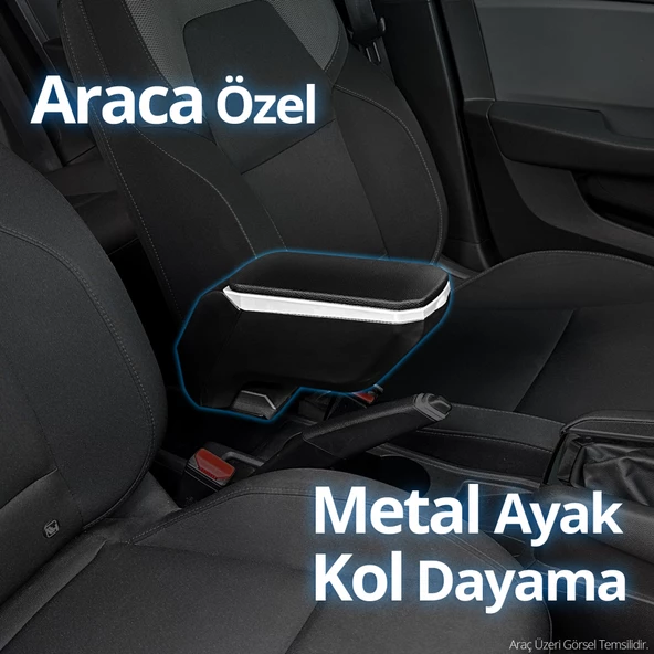 S-Dizayn Peugeot 207 Kol Dayama Kolçak Çelik Ayaklı ABS Gri 2006-2014 A+Kalite - 6