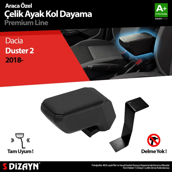 S-Dizayn Dacia Duster 2 Kol Dayama Kolçak Çelik Ayaklı ABS Siyah 2018-2023 A+Kalite