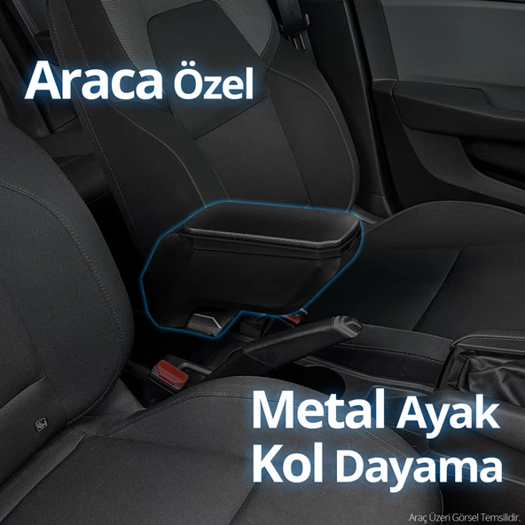 S-Dizayn Fiat Punto Kol Dayama Kolçak Çelik Ayaklı ABS Siyah 2006-2018 A+Kalite - 6
