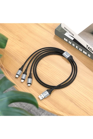 X102 Fresh 1M 2.4A 3in1 USB to Type-C / Lightning ve Micro Çıkışlı Hızlı Şarj Data Kablosu - 8