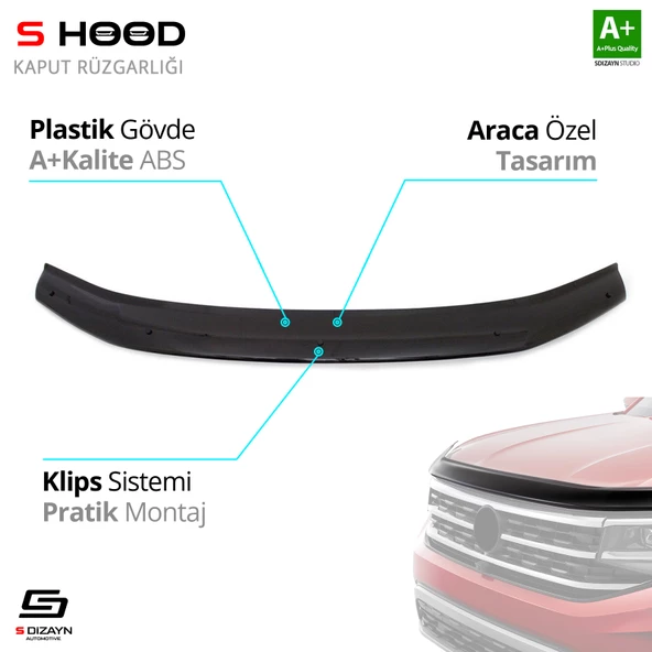 S-Dizayn Dacia Sandero ABS Plastik Kaput Rüzgarlığı 2013-2020 A+Kalite