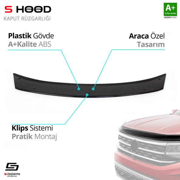 S-Dizayn Honda Civic ABS Plastik Kaput Rüzgarlığı 2006-2012 A+Kalite