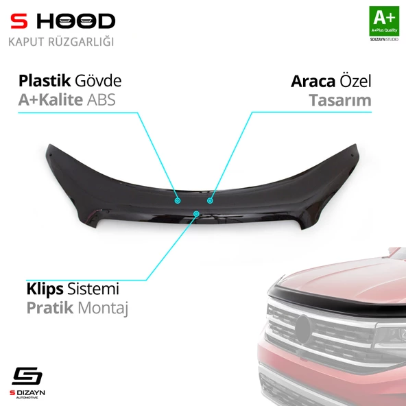 S-Dizayn Nissan Qashqai ABS Plastik Kaput Rüzgarlığı 2010-2013 A+Kalite