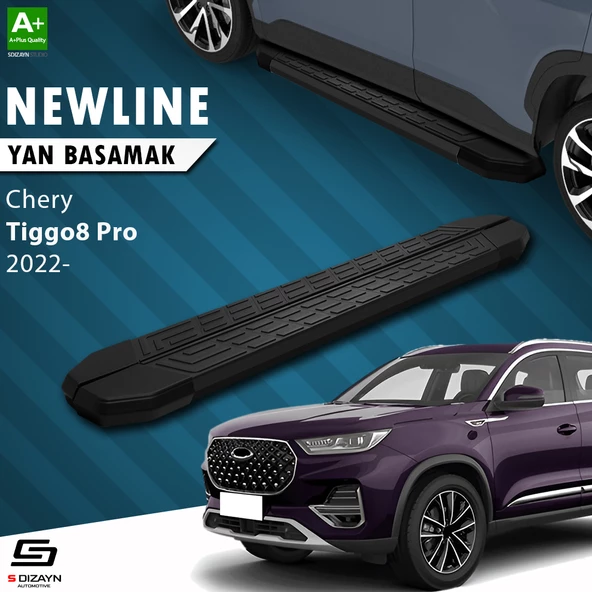 S-Dizayn Chery Tiggo8 Pro NewLine Siyah Yan Basamak 183 Cm 2022 Üzeri A+ Kalite