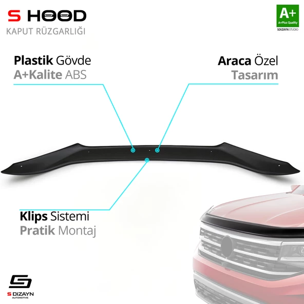 S-Dizayn X-Class ABS Plastik Kaput Rüzgarlığı 2017-2020 A+Kalite