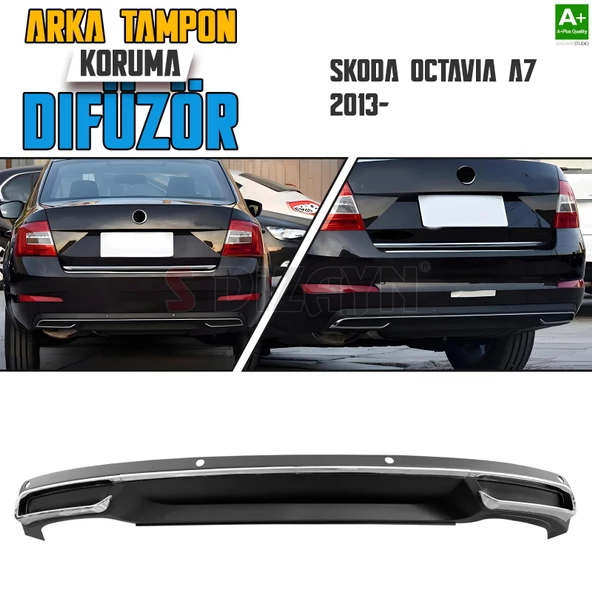 S-Dizayn Skoda Octavia A7 Arka Tampon Koruma Difüzör Egzozlu OEM Stil 2013-2020 A+ Kalite