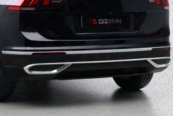S-Dizayn VW Tiguan Krom Egzoz Görünümü Difüzör 3 Parça 2020-2024 A+Kalite - 6