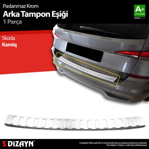 S-Dizayn Skoda Kamiq Krom Arka Tampon Eşiği 2019 Üzeri