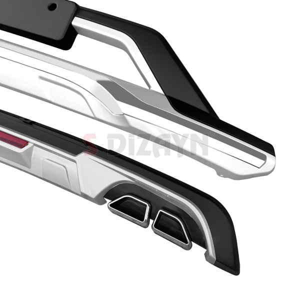 S-Dizayn Hyundai Tucson Ön ve Arka Tampon Koruma Difüzör Seti 2019-2021 A+ Kalite - 4