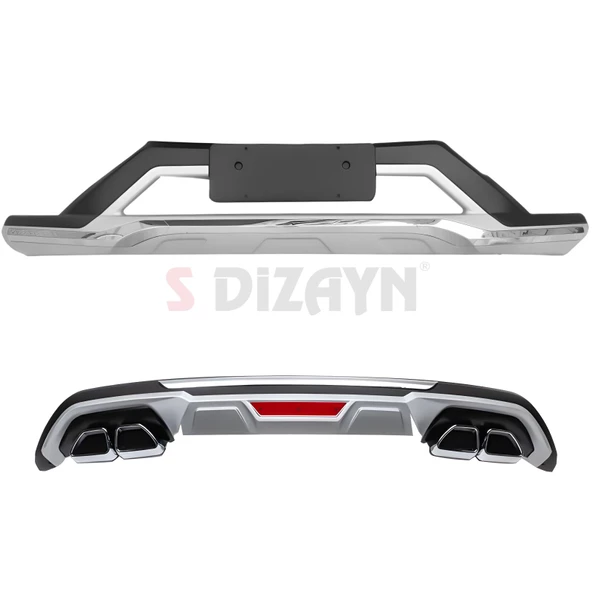 S-Dizayn Hyundai Tucson Ön ve Arka Tampon Koruma Difüzör Seti 2019-2021 A+ Kalite - 2