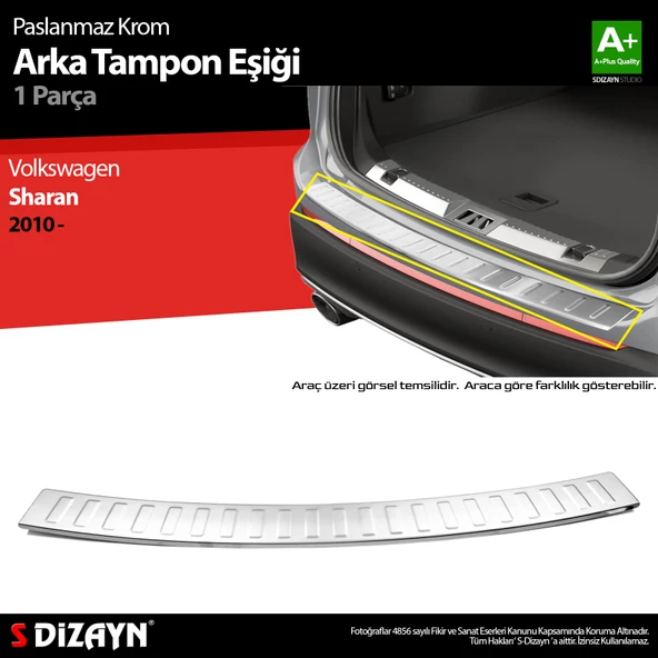 S-Dizayn VW Sharan Krom Arka Tampon Eşiği 2010-2020 ürün görseli