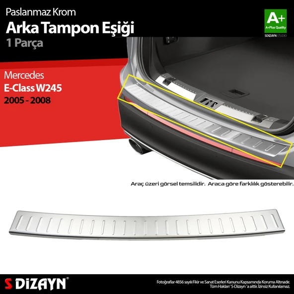 S-Dizayn B Class W245 Krom Arka Tampon Eşiği 2005-2008 - 1