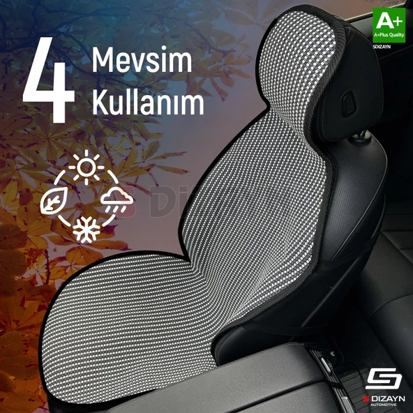 S-Dizayn Oto Koltuk Koruyucu Kılıf Çizgili Füme Beyaz Universal 2+1 Parça Ön Arka A+ Kalite - 2
