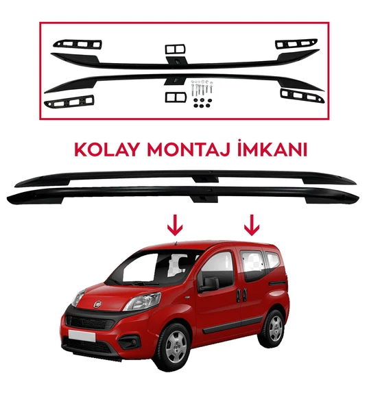 Fiat Fiorino 2007-2024 Tavan Çıtası Araca Özel Siyah Renk Alüminyum