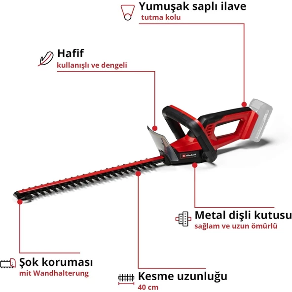 Einhell GC-CH 18/40 Li Solo, Akülü Çit Budama (Akü Hariç) - 2