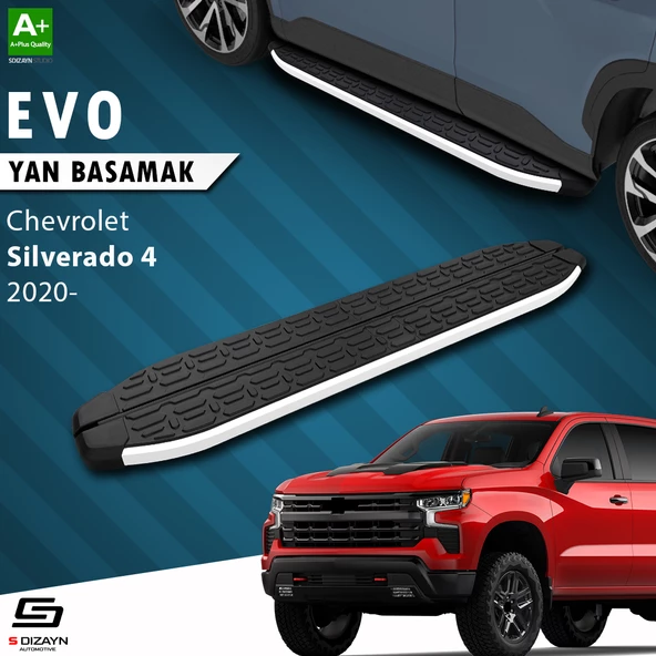 S-Dizayn Chevrolet Silverado 4 Uzun Şase Evo Aluminyum Yan Basamak 253 Cm 2020 Üzeri A+ Kalite