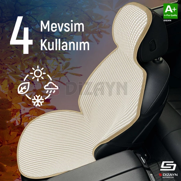 S-Dizayn Oto Koltuk Koruyucu Kılıf Krem Universal 2 Parça Ön A+ Kalite - 2