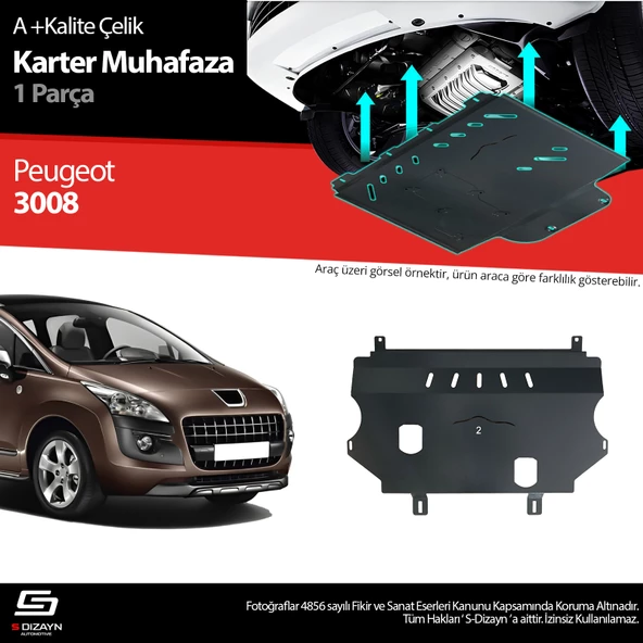 S-Dizayn Peugeot 3008 Çelik Karter Muhafaza Koruma 2009-2016 A+ Kalite