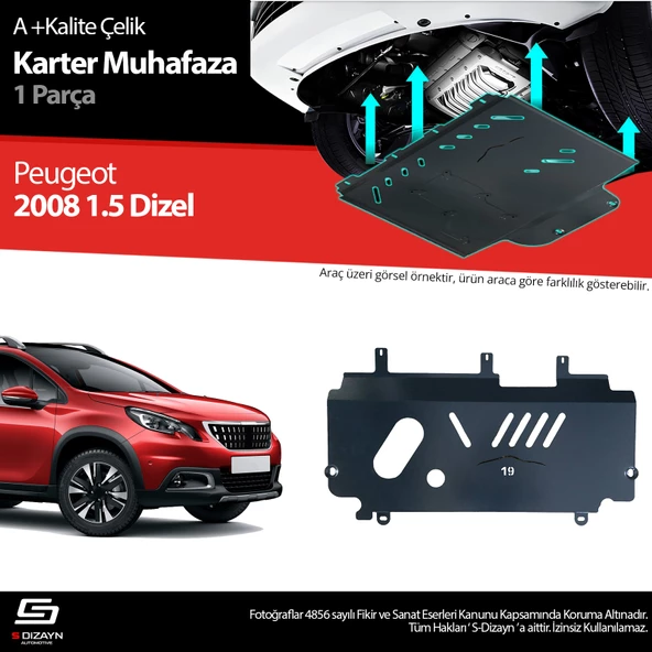 S-Dizayn Peugeot 2008 1.5 Dizel Çelik Karter Muhafaza Koruma 2015-2019 A+ Kalite