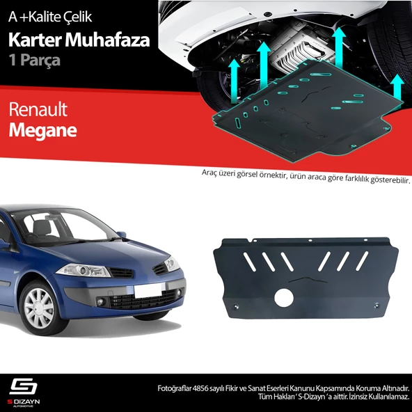 S-Dizayn Renault Megane 2 Çelik Karter Muhafaza Koruma 2002-2008 A+ Kalite