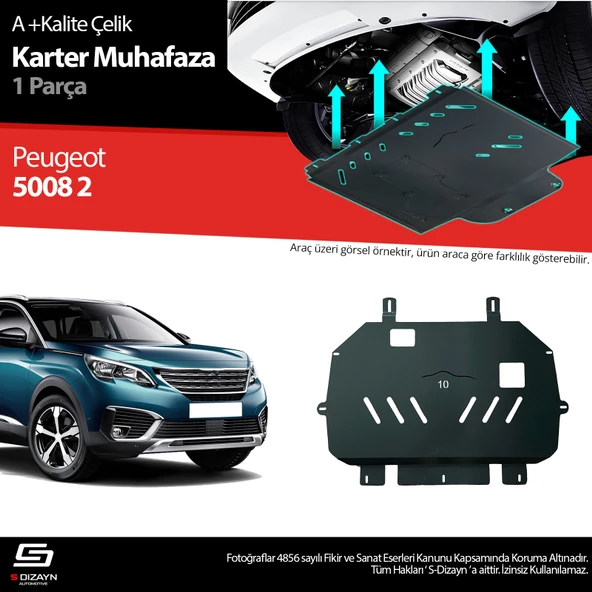 S-Dizayn Peugeot 5008 Çelik Karter Muhafaza Koruma 2017-2023 A+ Kalite