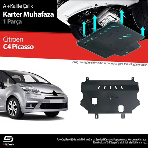 S-Dizayn Citroen C4 Picasso Çelik Karter Muhafaza Koruma 2006-2013 A+ Kalite