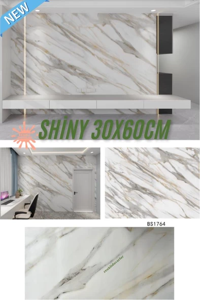 Renkli Duvarlar BS1764 Kendinden Yapışkanlı 1Adet 30x60cm Mermer Desenli Esnek Karavan Banyo Wc Duvar Kaplama Paneli - 3