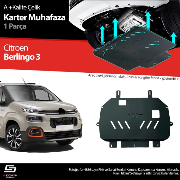 S-Dizayn Citroen Berlingo Çelik Karter Muhafaza Koruma 2018 Üzeri A+ Kalite