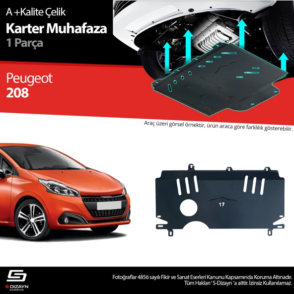 S-Dizayn Peugeot 208 Çelik Karter Muhafaza Koruma 2012-2019 A+ Kalite