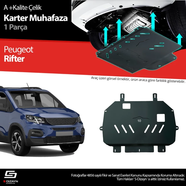 S-Dizayn Peugeot Partner Rifter Çelik Karter Muhafaza Koruma 2019 Üzeri A+ Kalite