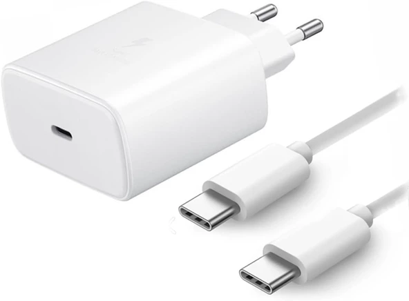 3000A Hızlı Şarj Seti - Type-C Adaptör ve Type-C to Type-C Kablo, Akıllı Telefonlar, Tabletler ve USB-C Cihazlar İçin Yüksek Hızlı Şarj Kiti