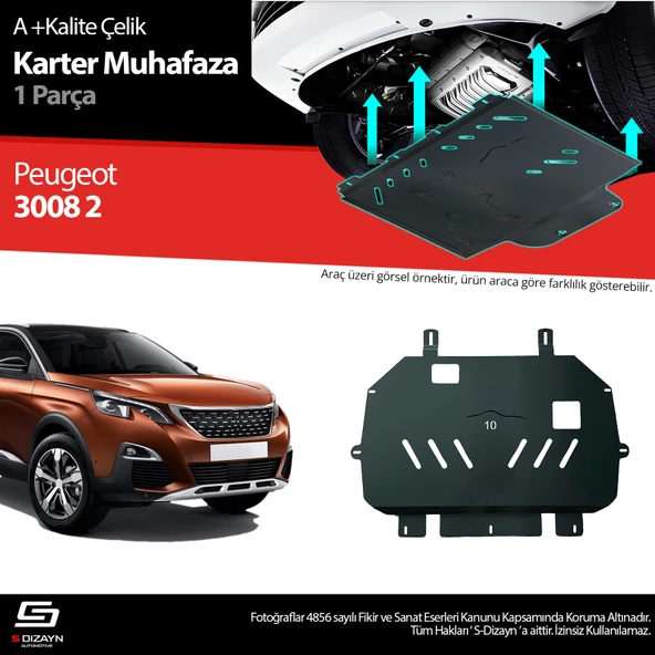 S-Dizayn Peugeot 3008 Çelik Karter Muhafaza Koruma 2016-2023 A+ Kalite