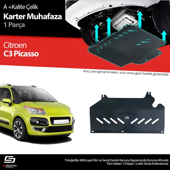 S-Dizayn Citroen C3 Picasso Çelik Karter Muhafaza Koruma 2009-2012 A+ Kalite