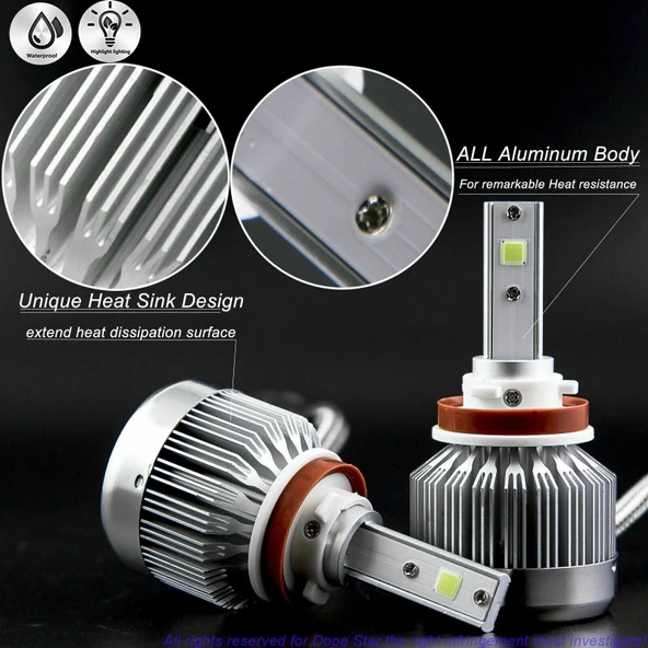 Space Led Far Ampulü H11-3500LMX2-30W-12V Buz Mavisi / LAAM705 - Resim 4