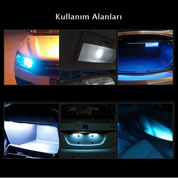 Space Dekoratif Led Ampul T10-2x5 SMD Led Mavi 12V/LAAM118-2-12 - Resim 2