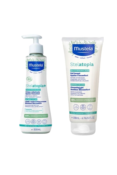 Mustela Lipit Yenileyici Krem Pompalı Şişe 300 ml - 200 ml Stelatopia Şampuan Hediyeli