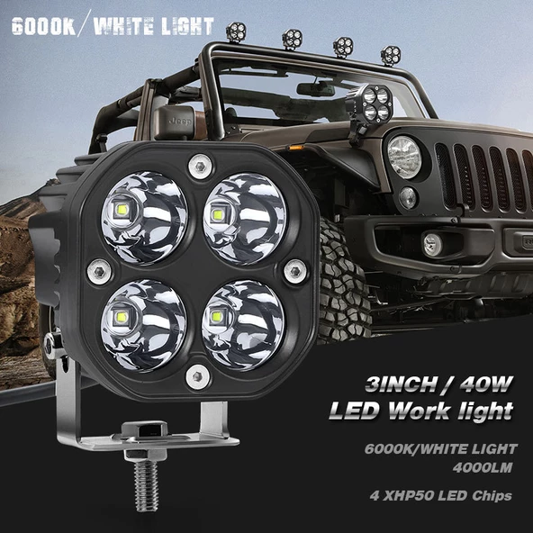 Space Offroad sis lambası beyaz 4 led 12-32v 40w set  / LASS284-2 - 3