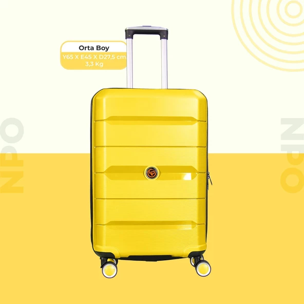 NPO Diamond PP(Polipropilen) Küçük Boy Kırılmaz Valiz-Sarı - 2