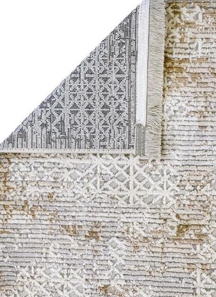 Dekorenti Halı Dora Koleksiyonu Dekoratif Saçaklı Halı 1903 Vizon - 2