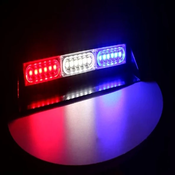 Çakar lamba 13 fonksiyonlu 18 led 12v kırmızı-mavi-beyaz / LAPA532 - 3